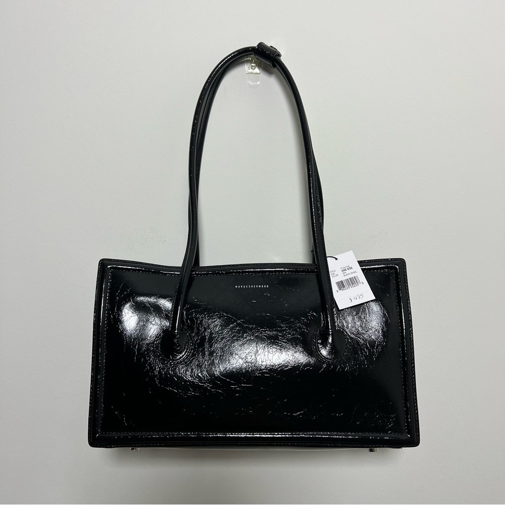 NWT Marge Sherwood Black Boston Crinkle Handbag